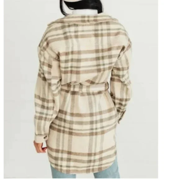 Oat Benji Belted Plaid Jacket/Cardigan Large XL - Picture 3 of 5